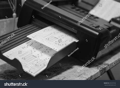 Optical Mark Recognition Sheet On Scanning Stock Photo 616157252