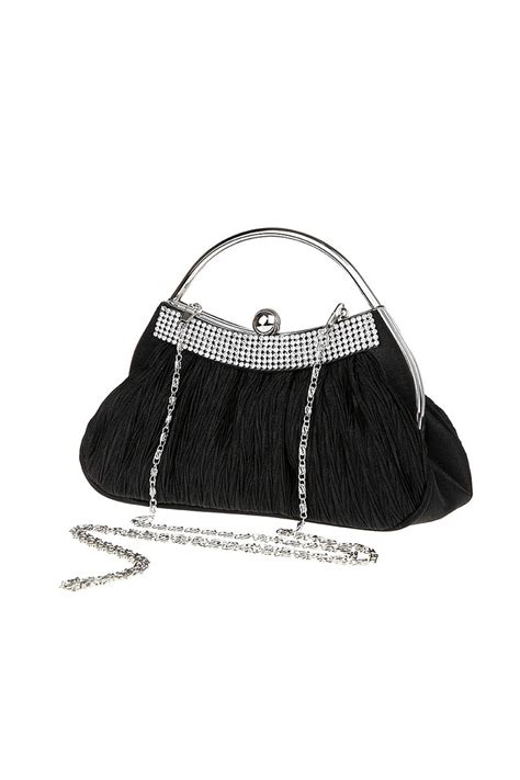 Black evening bag with shoulder strap