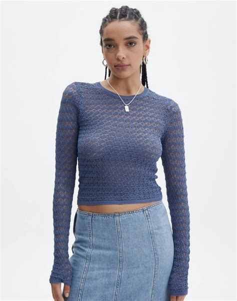 Maintenance Made Easy With Crochet Knit Long Sleeve Top From Outlet