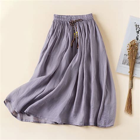 Lihncine Skirts For Women Womens Summer Elastic Waist Double Layer Midi