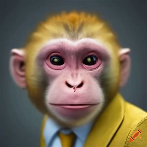 Smiling Monkey Wearing A Yellow Suit On Craiyon