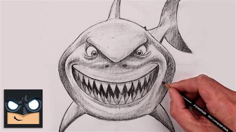 How To Draw Bruce The Shark Finding Nemo Sketch Tutorial Youtube