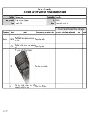 Fillable Online Jhsc Inspection Schedule Draft January Fax