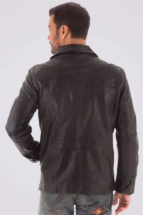 Veste En Cuir D Agneau Noir Daytona 73 HUTCH Noir Cesare Nori