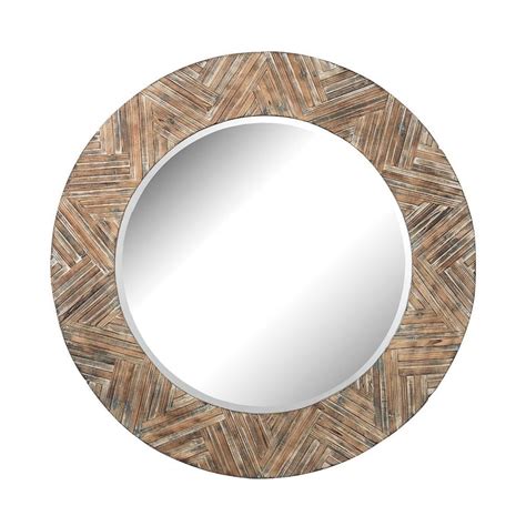 Round Wall Mirror With Soft Wood Panel Frame Made Of Mirror - 48 Inch ...