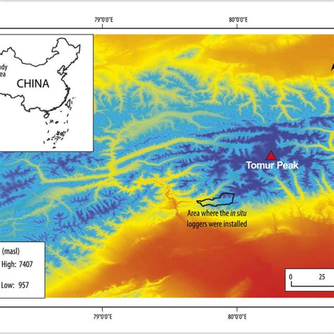 Map Of The Study Area In The Central Tien Shan Mountains Map By