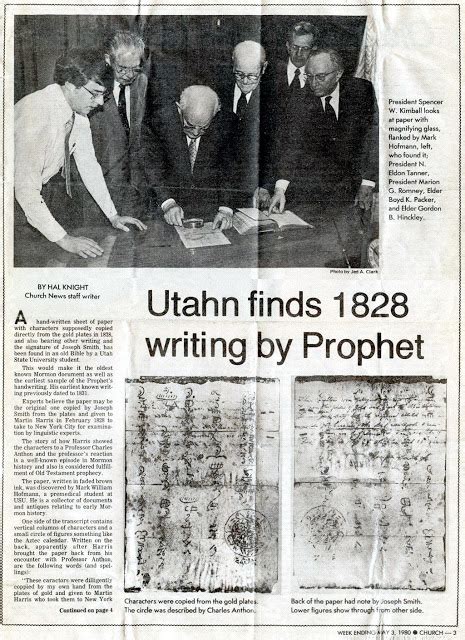 Mark Hofmann Fools the Prophets – LostMormonism.com