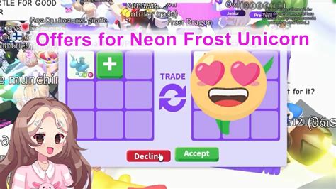 Seeing Offers For Neon Frost Unicorn In Adopt Me Youtube