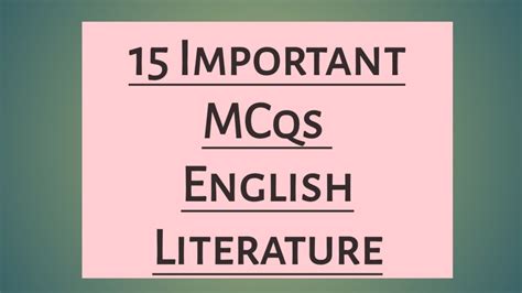 Most Important MCQs On English Literature Ll Wbsetexam2021 YouTube