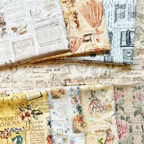 Europe Vintage Sexy Woman Poster Newspaper Grid Floral Cotton Fabric For Tissue Sewing Quilting