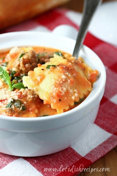 Creamy Tuscan Ravioli Soup Let S Dish Recipes