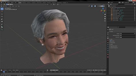 Elderly Chinese Woman Head Smiling 3d Model 79 Max 3ds Blend C4d