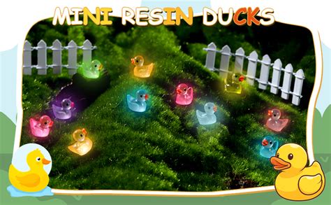 Provone 160pcs Mini Ducks Luminous Resin Ducks Tiny Ducks Bulk Glow In The Dark Miniature