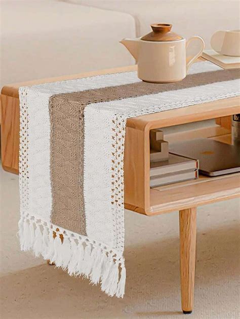 Boho Table Runner Macrame Table Runners For Home Decor Cream And Brown