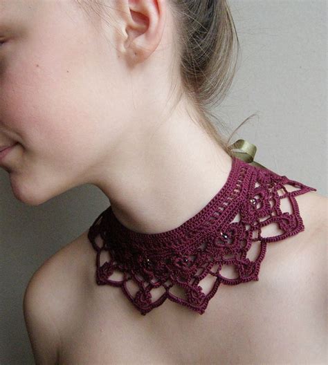 Crochet Flower Choker Necklace Ideas Beginner Easy Simple Stylish Crochet Necklace Crochet