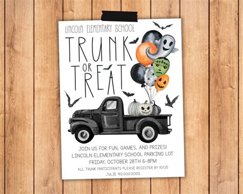 Trunk Or Treat Flyer Printable Template Halloween Trunk Or Treat Try Before You Buy Custom