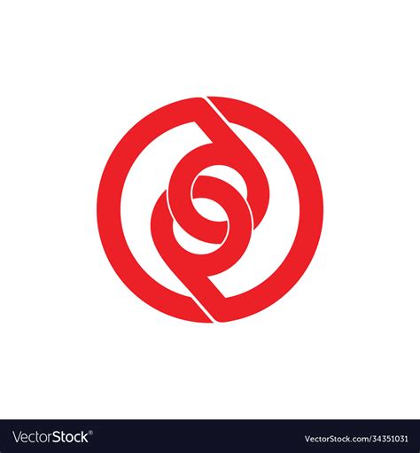 Letter Pd Linked Overlapping Line Curves Logo Vector Image