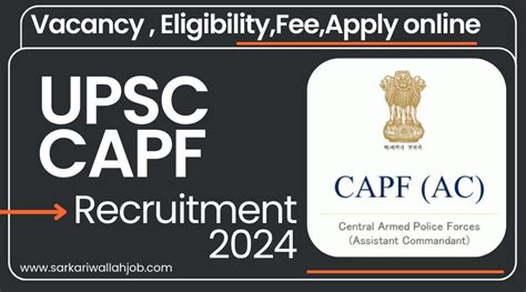 UPSC Central Armed Police Force CAPF AC Examination 2024 Apply Online