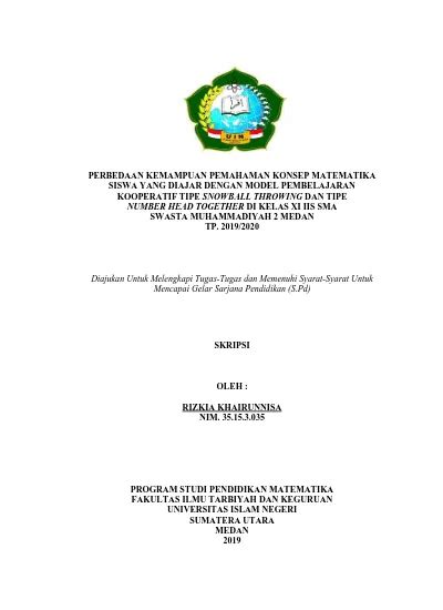 Perbedaan Kemampuan Pemahaman Konsep Matematika Siswa Yang Diajar