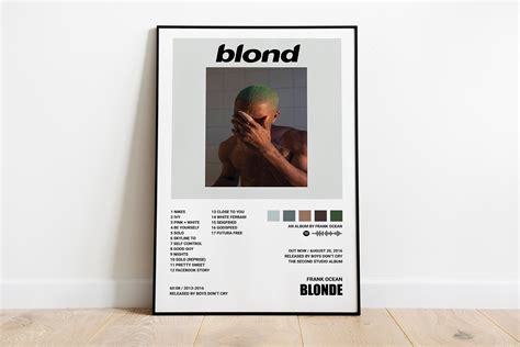 Frank Ocean Posters Blonde Poster Blonde Tracklist Album Etsy