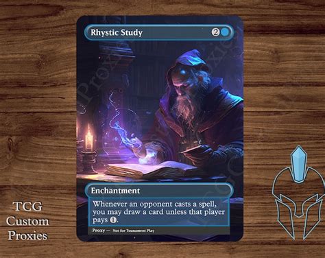 Rhystic Study Magic Playtest Proxy Fullart Etsy