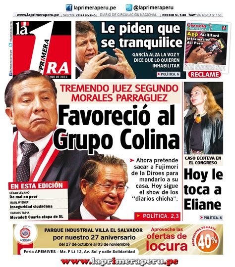 Diario La Primera Octubre By Diario Uno Lima Per Issuu