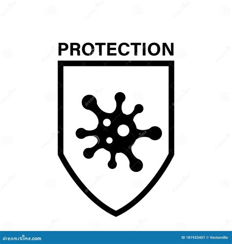 Virus Protection Shield Icon Microbe Shape Antivirus Defend Defeat