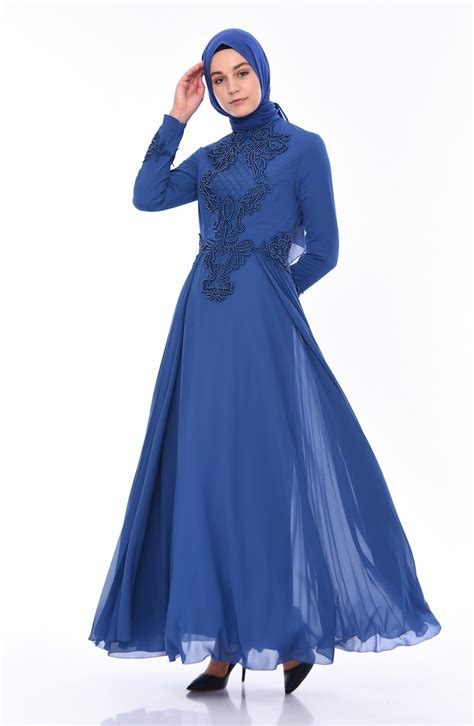 Indigo Hijab Evening Dress 8010 04 Sefamerve