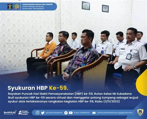 Rayakan Puncak Hbp Ke Rutan Kelas Iib Sukadana Ikuti Syukuran