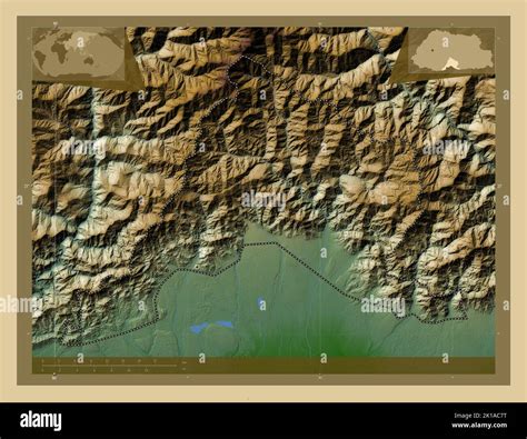 Sarpang District Of Bhutan Colored Elevation Map With Lakes And