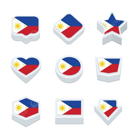 Set Of Nine Styles For Philippines Flag Icons And Buttons Vector