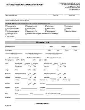 Fillable Online Physical Examination Report For Referees Fax Email