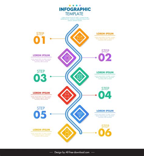 Steps Infographic Design Elements Vertical Symmetric Curves Geometry