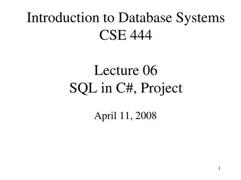 Ppt Introduction To Database Systems Cse Lecture Sql In C