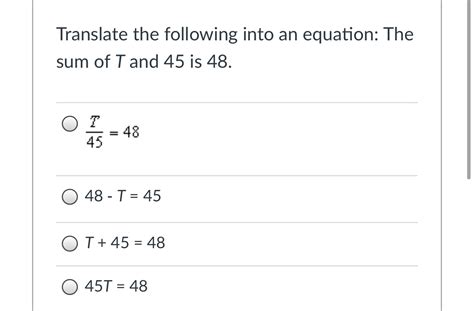 Solved Translate The Following Into An Equation The Sum Of Chegg