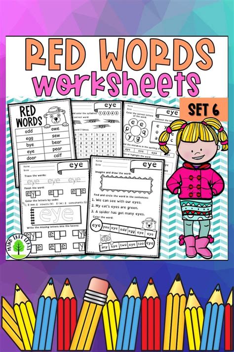 Orton Gillingham Red Words Worksheets List 6