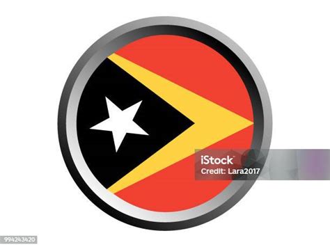 Bendera Nasional Timor Leste Bulat Ilustrasi Stok Unduh Gambar