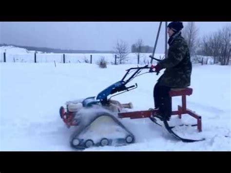 мотоблок на гусеницах зимой - YouTube