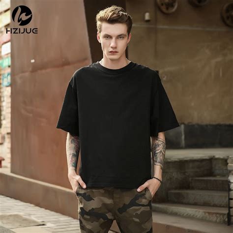 Hzijue Man Streetwear Justin Bieber Tshirts Urban Clothing Kanye Plain