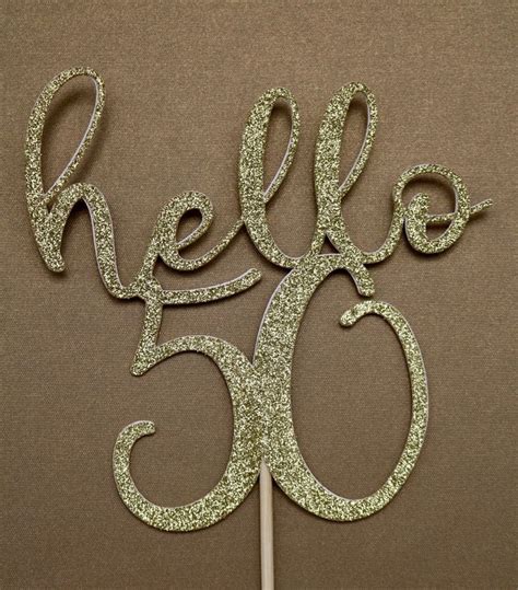 Hello 50 Cake Topper 50th Birthday Cake Topper Glitter Cake Topper