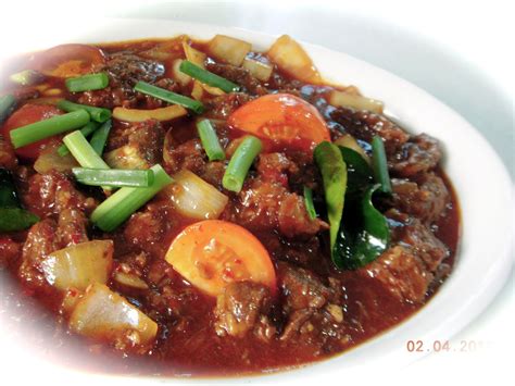icookumakan stir fry red beef daging masak merah