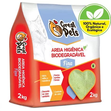 Areia Gato Biodegradavel Natural Milho Mandioca 2kg MercadoLivre