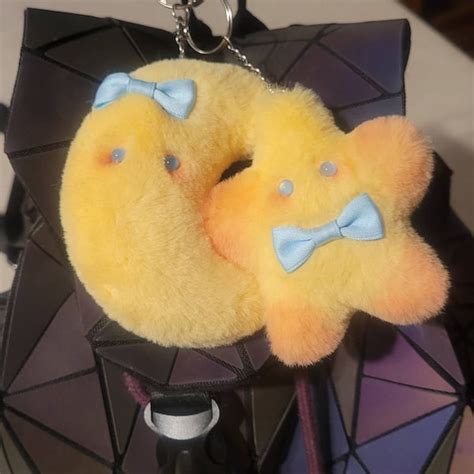 Handmade Cute Moon Star Plush Doll Kawaii Plush Couples Pendant