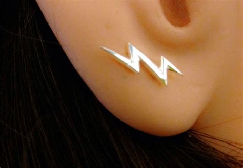 Small Sterling Silver Lightning Bolt Stud Earrings Post Etsy