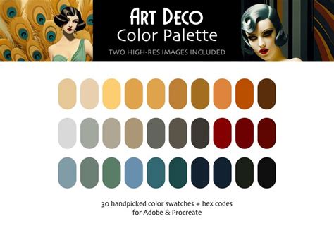 1920s Art Deco Procreate And Adobe Digital Color Palette Instant Download