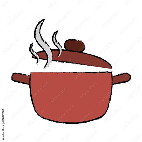 Cooking Pot Kitchen Food Drawing Vector Illustration Eps 10 Stock