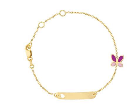 Bracciale Bimba In Oro Con Farfalle E Targhetta Oro Co Luxury Zone