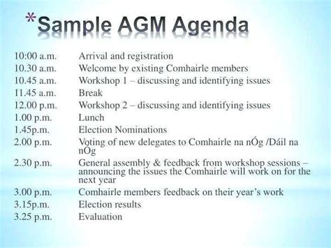 Sample Agm Agenda Template Cards Design Templates