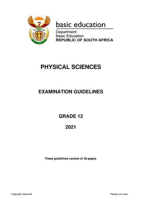 Physical Sciences Gr 12 Exam Guidelines 2021 Eng Physical Sciences