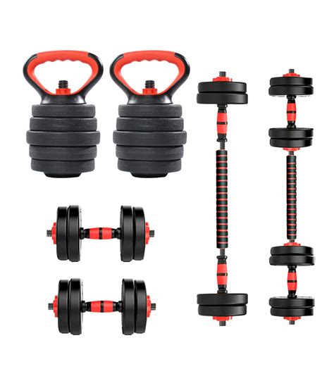 Juego De Mancuernas 2 En 1 Con Barra Ajustable Y Soportes Kettlebell